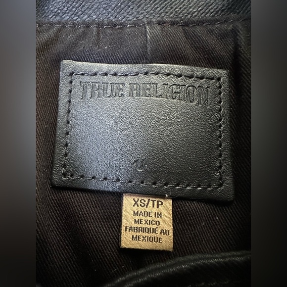True Religion Y2K Black Cropped Moto Jacket Size XS - Picture 8 of 13